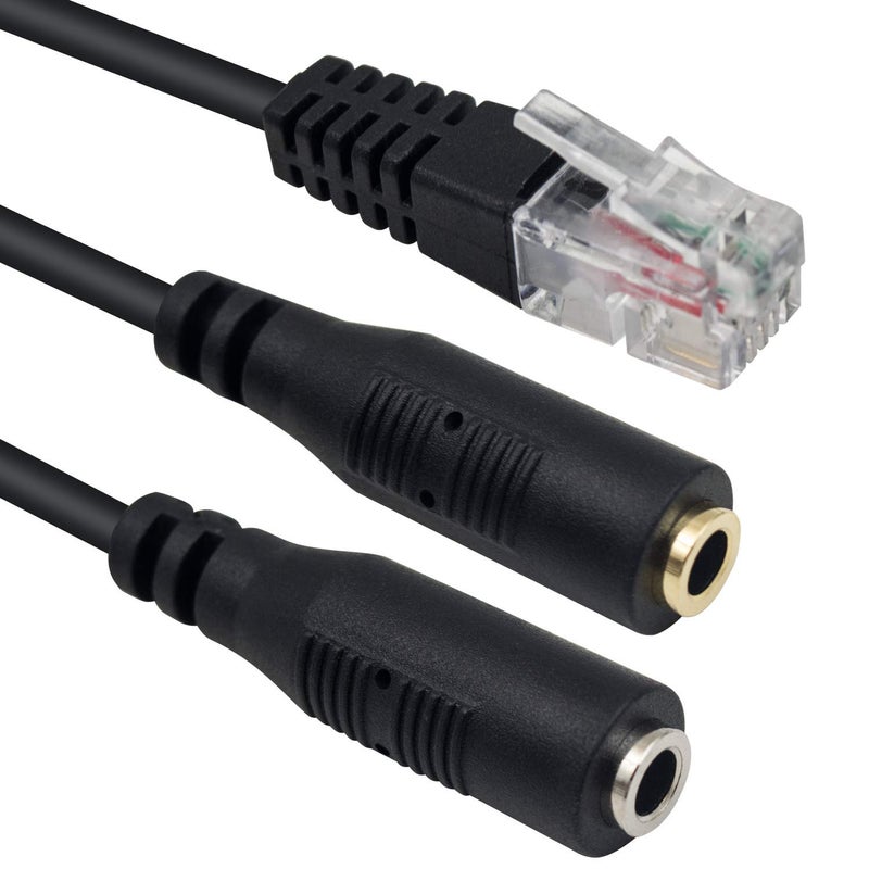 Poyiccot RJ9 to 3.5mm Adapter, RJ9 Male to Dual 3.5mm Female Headphone Adapter for Telephone Audio Adapter Headset Buddy Cable for Office - Image 2